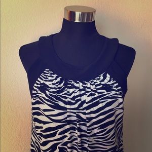 High neck zebra print dress